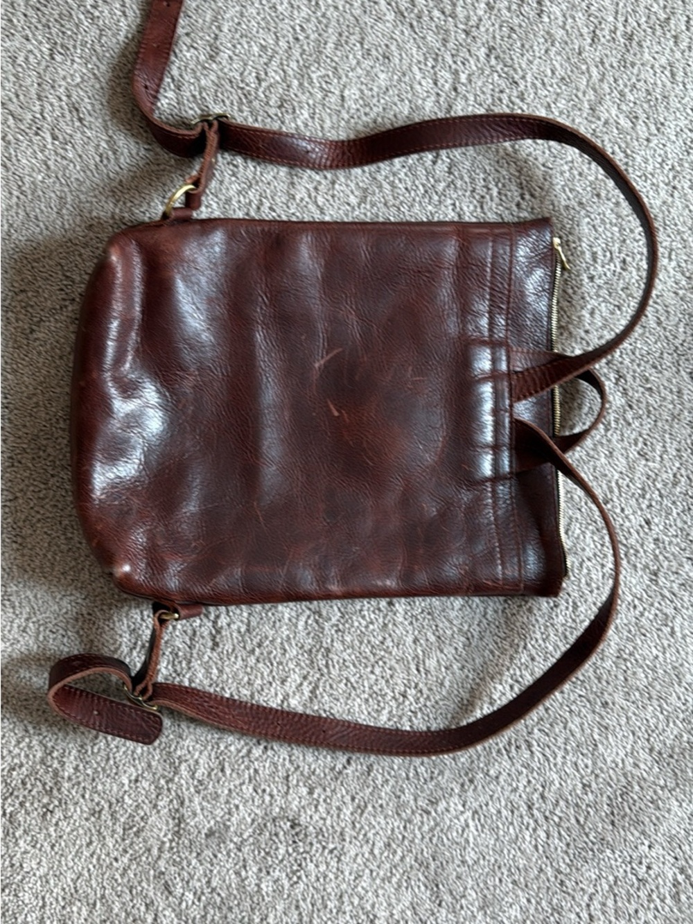 Portland Leather Brown Leather Backpack with Front Zip Pocket - Picture 2 of 3